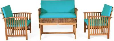 4 Pieces Patio Solid Wood Furniture Set