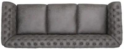 Feji Sofa, Button Tufted, Nailhead Trim, Slate Gray Microfiber - Benzara