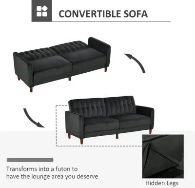 Black Convertible Seating: Sofa Bed Chair with Split Back Design