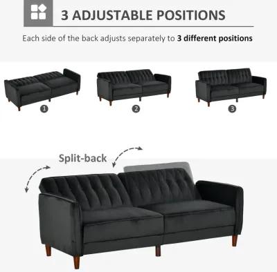 Black Convertible Seating: Sofa Bed Chair with Split Back Design