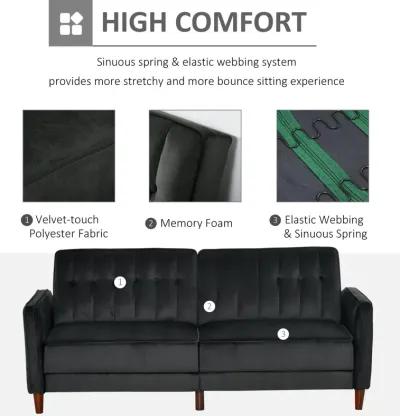 Black Convertible Seating: Sofa Bed Chair with Split Back Design