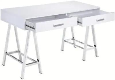 Coleen Desk in White High Gloss & Chrome 92229