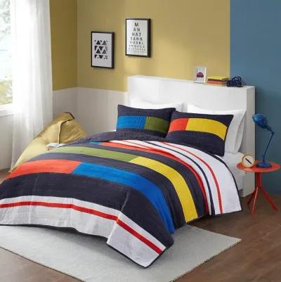 Gracie Mills Kaelith Stripe Printed Quilt Set