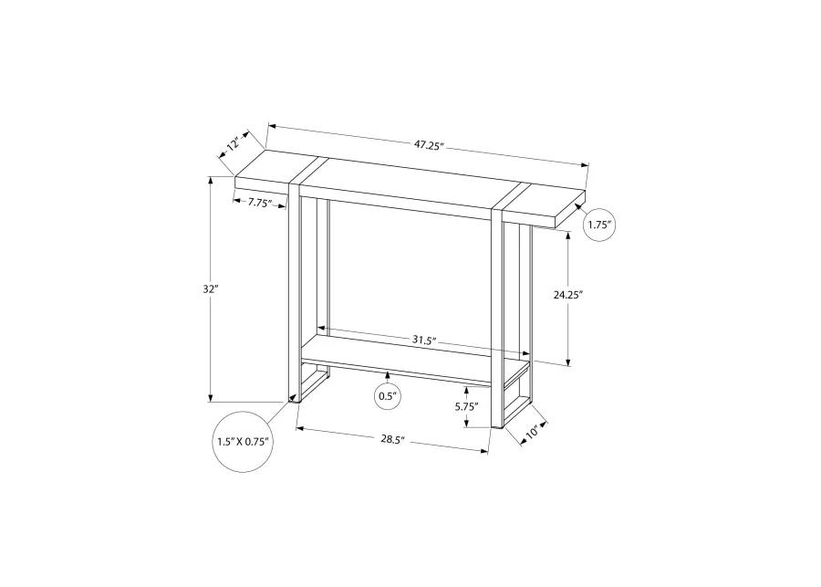 Monarch Specialties I 2851 Accent Table, Console, Entryway, Narrow, Sofa, Living Room, Bedroom, Metal, Laminate, Brown, Black, Contemporary, Modern