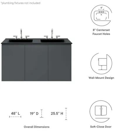 Bryn 48" Wall-Mount Double Sink Bathroom Vanity