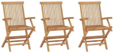 vidaXL Folding Patio Chairs 3 pcs Solid Teak Wood