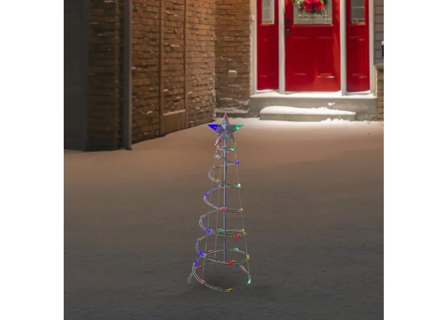 3ft LED Lighted Spiral Cone Tree Outdoor Christmas Decoration  Multi Lights