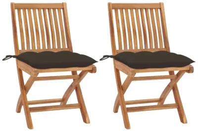 vidaXL Garden Chairs 2 pcs with Taupe Cushions Solid Teak Wood