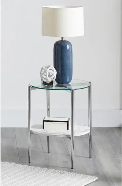 Cadee Round Glass Top End Table Clear and Chrome