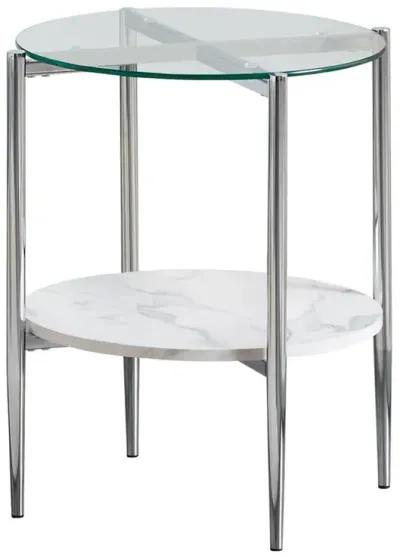 Cadee Round Glass Top End Table Clear and Chrome