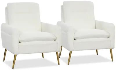 Upholstered Sherpa Modern Accent Armchair for Living Room-White