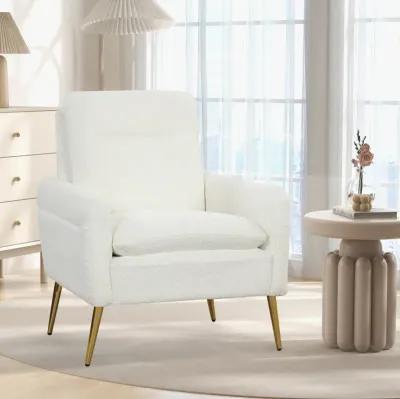 Upholstered Sherpa Modern Accent Armchair for Living Room-White