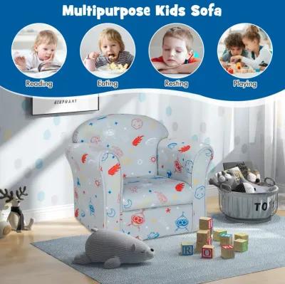 Toddler Upholstered Armchair with Solid Wooden Frame and High-density Sponge Filling