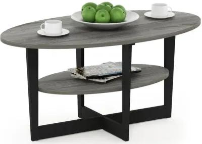 Furinno JAYA Oval Coffee Table, French Oak Grey/Black