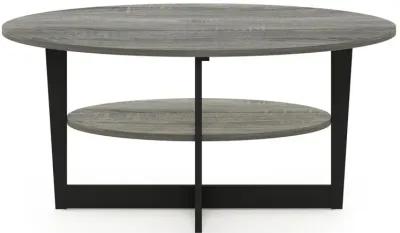 Furinno JAYA Oval Coffee Table, French Oak Grey/Black