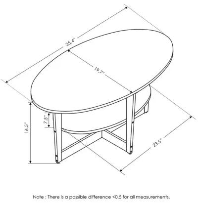 Furinno JAYA Oval Coffee Table, French Oak Grey/Black