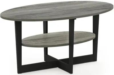 Furinno JAYA Oval Coffee Table, French Oak Grey/Black