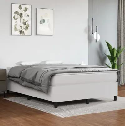 vidaXL Box Spring Bed Frame White 53.9"x74.8" Full Faux Leather