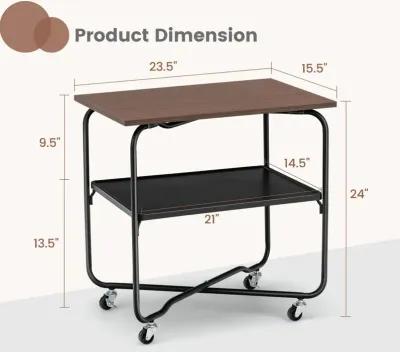 2-Tier End Table with Metal Storage Shelf and Foldable Frame