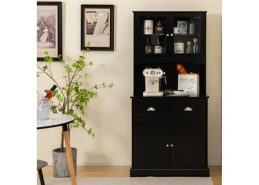 Hivvago Tall Sideboard with 2 Drawers and Adjustable Shelves