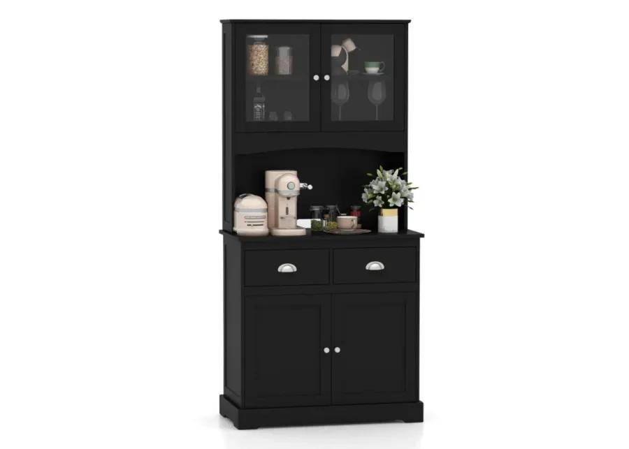 Hivvago Tall Sideboard with 2 Drawers and Adjustable Shelves