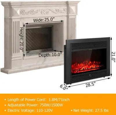 Hivvago 28.5 Inch Electric Fireplace Recessed with 3 Flame Colors