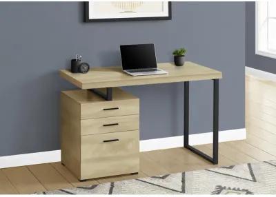 Monarch Specialties I 7643 Computer Desk, Home Office, Laptop, Left, Right Set-up, Storage Drawers, 48"L, Work, Metal, Laminate, Natural, Black, Contemporary, Modern