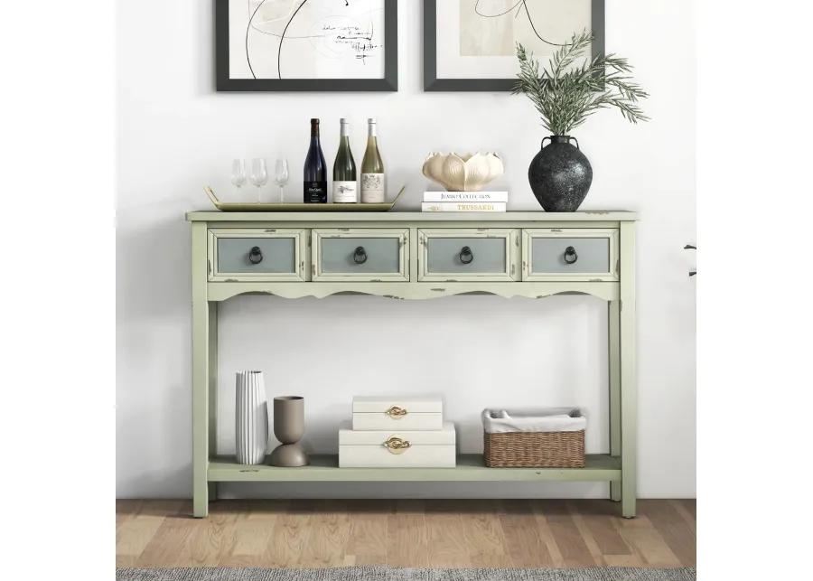 48 Inch Farmhouse Console Table with 2 Drawers and Open Storage Shelf for Hallway