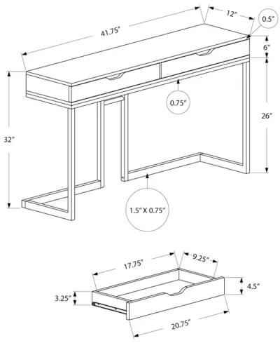 Monarch Specialties I 3517 Accent Table, Console, Entryway, Narrow, Sofa, Storage Drawer, Living Room, Bedroom, Metal, Laminate, Brown, Black, Contemporary, Modern