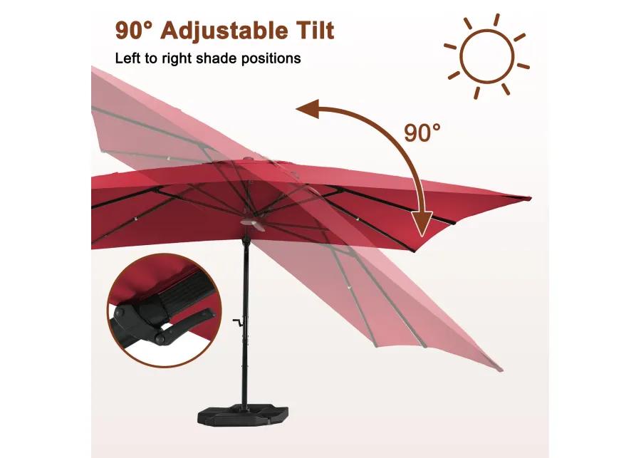 MONDAWE 10 ft. x 13 ft. Aluminum Cantilever Patio Umbrella  Garden Offset Umbrella with Base Weight Stand