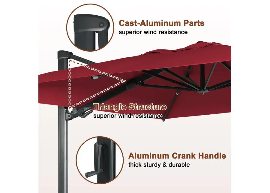 MONDAWE 10 ft. x 13 ft. Aluminum Cantilever Patio Umbrella  Garden Offset Umbrella with Base Weight Stand