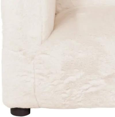 Tye 19 Inch Kids Sofa Chair, White Soft Faux Fur Padded Seat, Round Legs - Benzara