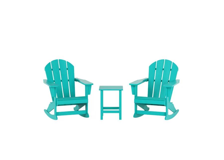 WestinTrends 3-Piece Outdoor Patio Rocking Adirondack Chairs with Side Table Set