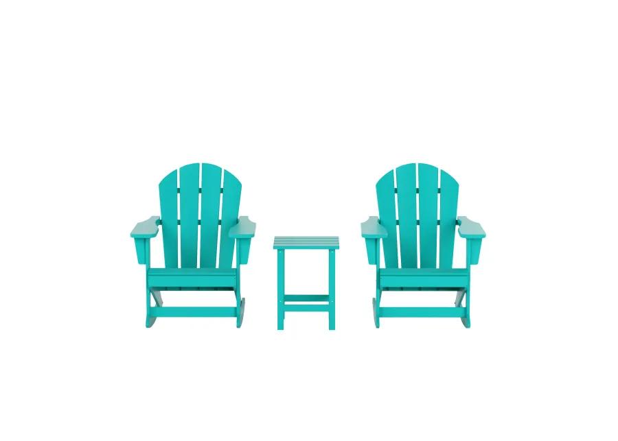 WestinTrends 3-Piece Outdoor Patio Rocking Adirondack Chairs with Side Table Set