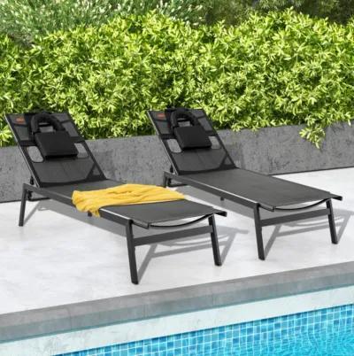 Hivvago Patio Sunbathing Lounge Chair 5-Position Adjustable Tanning Chair-Black