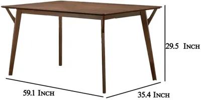 Skie 5pc Dining Table Set, 4 Chairs, Rectangular, Brown Solid Wood, Gray