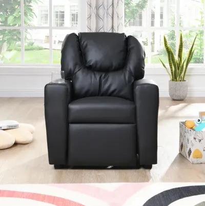 Kids Recliner Chair Black PVC