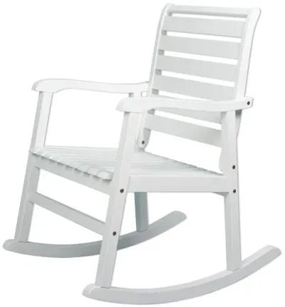 Carey Modern Slat Back Acacia Wood Patio Outdoor Rocking Chair