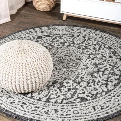 Sinjuri Medallion Textured Weave Indoor/Outdoor Area Rug