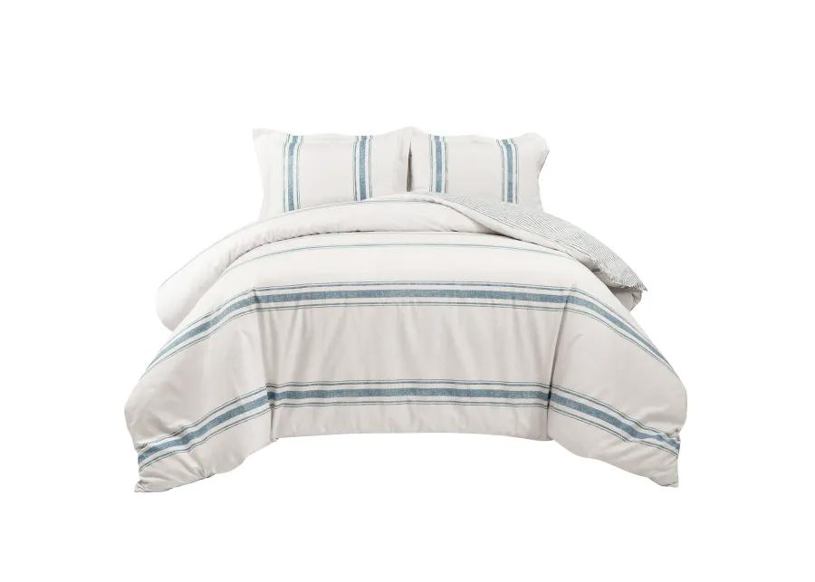 Farmhouse Stripe Cotton Duvet Cover  3Pc Set