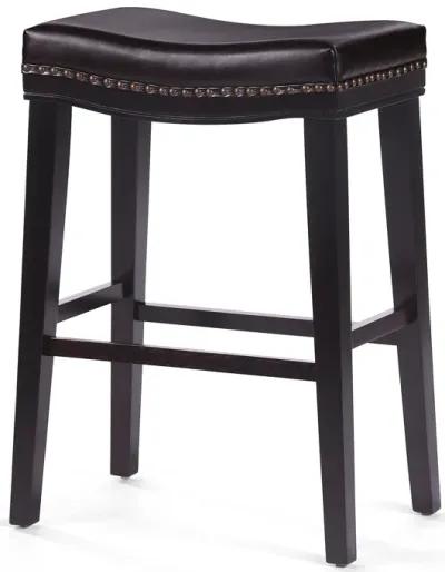 Elegant Saddle Shaped Bar Stools with Studded Cushioned Seat and Rubberwood Legs