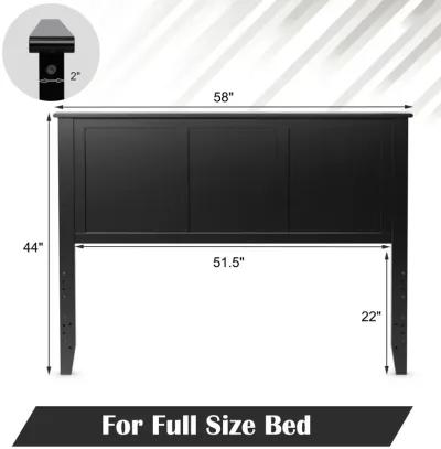 Full Wood Headboard Flat Panel with Pre-drilled Holes and Height Adjustment-Black