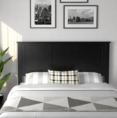 Full Wood Headboard Flat Panel with Pre-drilled Holes and Height Adjustment-Black