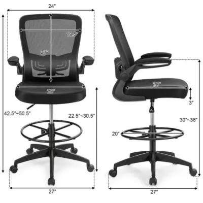 Height Adjustable Drafting Chair with Flip Up Arms