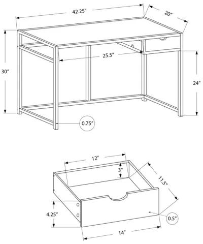 Monarch Specialties I 7573 Computer Desk, Home Office, Laptop, Storage Drawer, 42"L, Work, Metal, Laminate, Grey, Black, Contemporary, Modern