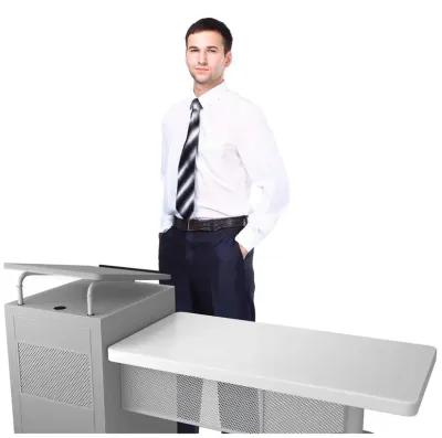 Oklahoma Sound® Edupod Teacher's Desk & Lectern Combo, Grey Hammer Tone