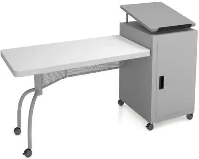 Oklahoma Sound® Edupod Teacher's Desk & Lectern Combo, Grey Hammer Tone