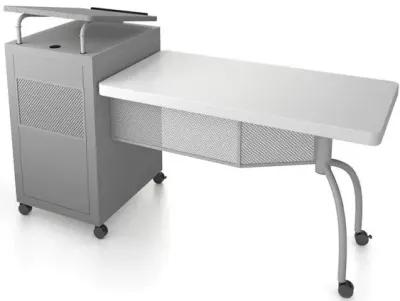 Oklahoma Sound® Edupod Teacher's Desk & Lectern Combo, Grey Hammer Tone