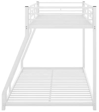 Metal Floor Bunk Bed, Twin Over Full, White