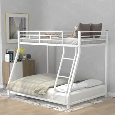 Metal Floor Bunk Bed, Twin Over Full, White